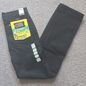 NWT Wrangler Cowboy Cut Mens Slim Fit Stretch Black Denim Jeans, Size 32x36